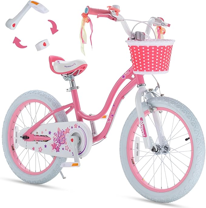 RoyalBaby Girls Bike EZ Bike Stargirl Training Free Balance to Pedal Easy Learning Bicycle, 12-20 Inch for Toddlers & Big Kids.