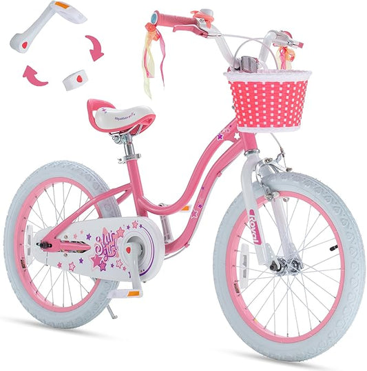 RoyalBaby Girls Bike EZ Bike Stargirl Training Free Balance to Pedal Easy Learning Bicycle, 12-20 Inch for Toddlers & Big Kids.