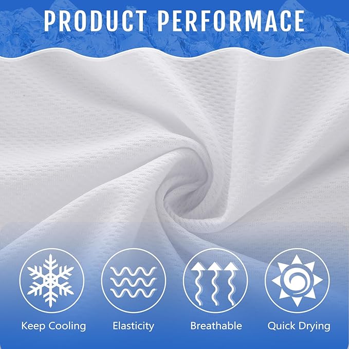 Hosuly 150 Pack Cooling Towels Bulk 40 x 12 Inch Large Chilly Breathable Sweat Sports Cold Towels Sublimation Microfiber Ice Neck Rags for Hot Weather Workout Baseball Softball Gym Team Gift(White)