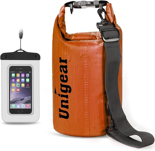 Unigear Dry Bag Waterproof, 2L/5L/10L/20L/30L/40L Floating and Lightweight Bags for Kayaking, Boating, Fishing, Swimming and Camping with Waterproof Phone Case