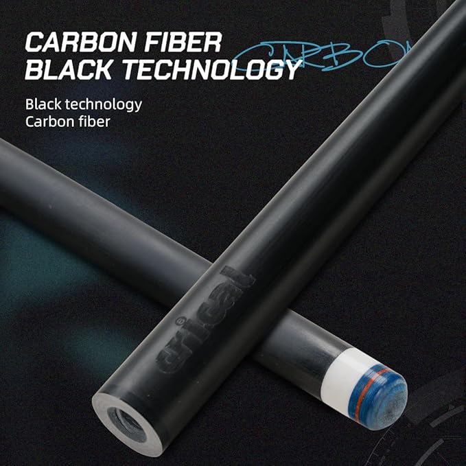 CRICAL Carbon Fiber Pool Cue Stick 58" Billiard Cue Sticks Professional Low Deflection Pool Sticks with 3/8 * 8 Pin Joint and 12.5mm Tip
