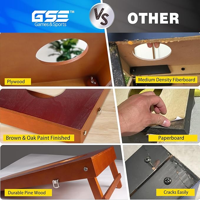 GSE Games & Sports Expert Portable Cornhole Toss Game Set with 8 Bean Bags, Wooden Cornhole Game Set for Indoor&Outdoor. Bean Bag Toss Game Set for Family, Friends
