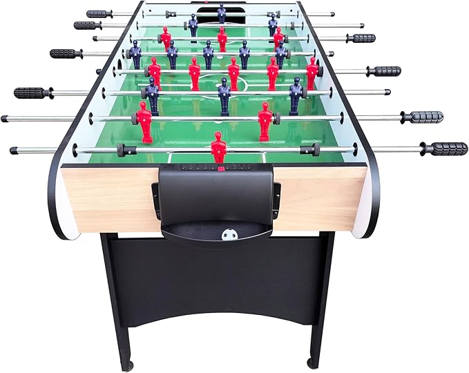 Foosball Table, 52.75'' Home Arcade Table Soccer with 4 Balls and Manual Scorer, Competition Foosball Table Set for Family Game Room, Adult Rrec Room, Basements or Bar