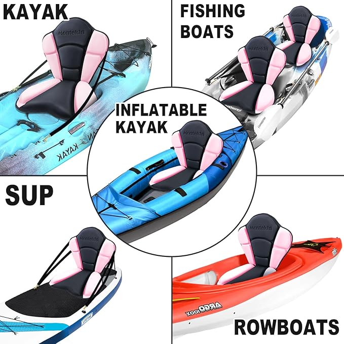 Thickened Kayak Seat with Back Support, Sit On Top Cushioned Canoe Backrest Molded Foam Seat for SUP Paddle Board Fishing Boat Long Trip