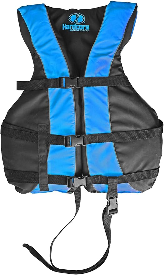 Hardcore Life Jacket Paddle Vest; Coast Guard Approved Type III PFD Life Vest Flotation Device; Jet ski, Wakeboard, Kayak; Ideal Extra Life Jacket for Your Pontoon Boat w/Leg Strap