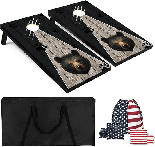 Cornhole Board Set with Carrying Bags & 8 Bean Bags Corn Hole Boards Bean Toss Game for Adults Family Outdoor Lawn Outside Backyard Games