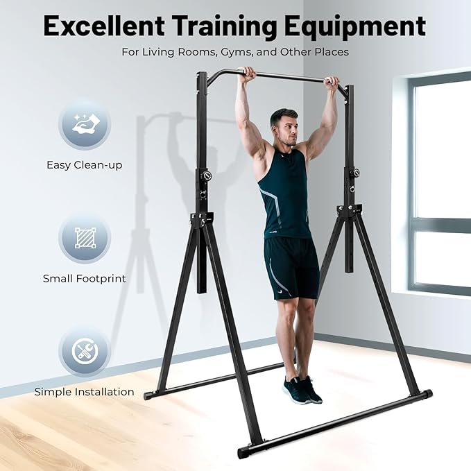Triangular Pull Up Station, Carbon Steel Pull Up Bar for Home Gym Strength Training Equipment, 440.92 lbs 4.36 * 3.81 ft Adjustable Height Home Pull Up Bar (Free Standing)