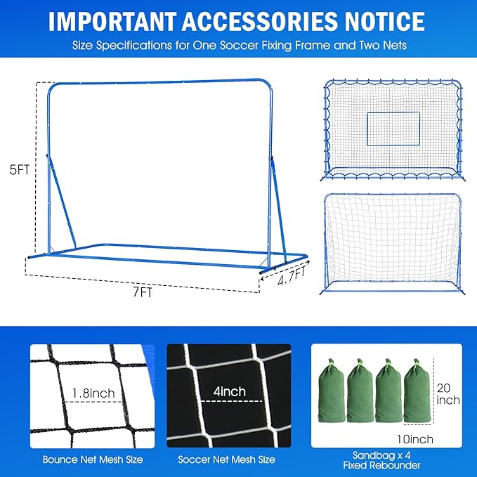 Dual-Mode Soccer Goal Net & Soccer Rebounder Net,Premium Durability for Intense Shooting Training,Quick-Switch Angle Soccer Training for Control,Passing Practice,Soccer Gifts for Kids Teen Adult