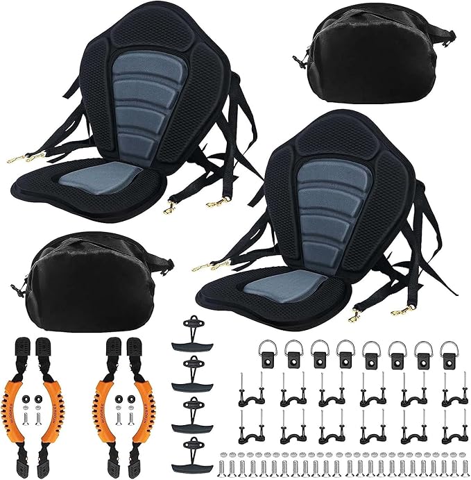 HLOGREE Kayak Seats - 1/2 Pck, Thicken Padded Seat Cushion with Back Support, Canoe & Ocean Sup Compatible
