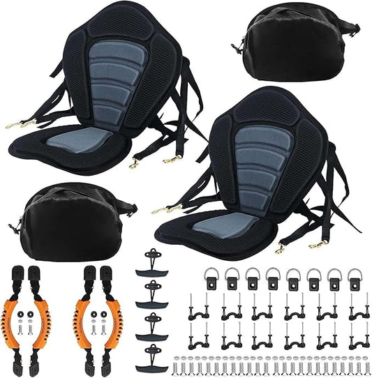 HLOGREE Kayak Seats - 1/2 Pck, Thicken Padded Seat Cushion with Back Support, Canoe & Ocean Sup Compatible