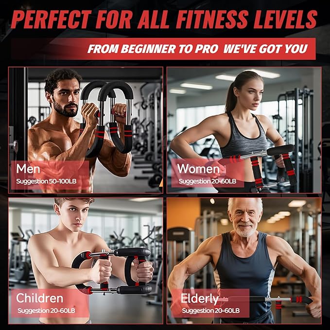 Twister Arm Trainer， Arm Shoulder Chest Workout Equipment 20-100LB Adjustable Strength Trainer Chest Trainer for Men and Women Portable Detachable Home Fitness Equipment