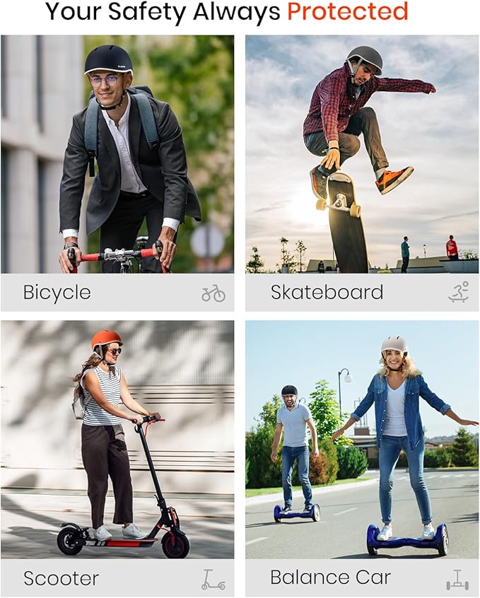 Bike Helmet for Adult: Bicyle Helmet with EPS Foam Interior for Men & Women, Adjustable Cycling Helmet with LED Light Safety Certified for Commuting