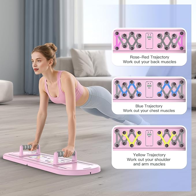 Pilates Board Pilates Reformer Set for Women, 7 in 1 Foldable Pilates Equipment with Timer, Portable Pilates Machine for Home Workout, Fitness, Exercise, Ab, Core