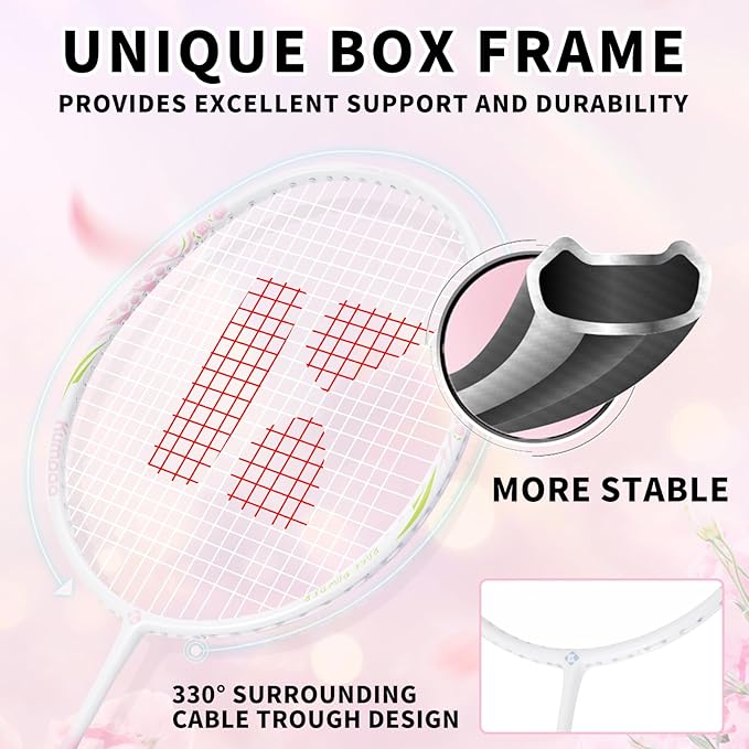 Badminton Racket Carbon Fiber, Badminton Racquet Set with Cover, Badminton Professional Racket Durable for Beginners Outdoor Games Gym