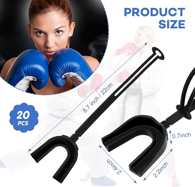 Dunzy 20 Pcs Strapped Mouth Guard Football Sports Mouthguard No Boil Mouthguard Adult Youth Football Mouthpiece Mouth Protector for Boxing Lacrosse Hockey Taekwondo