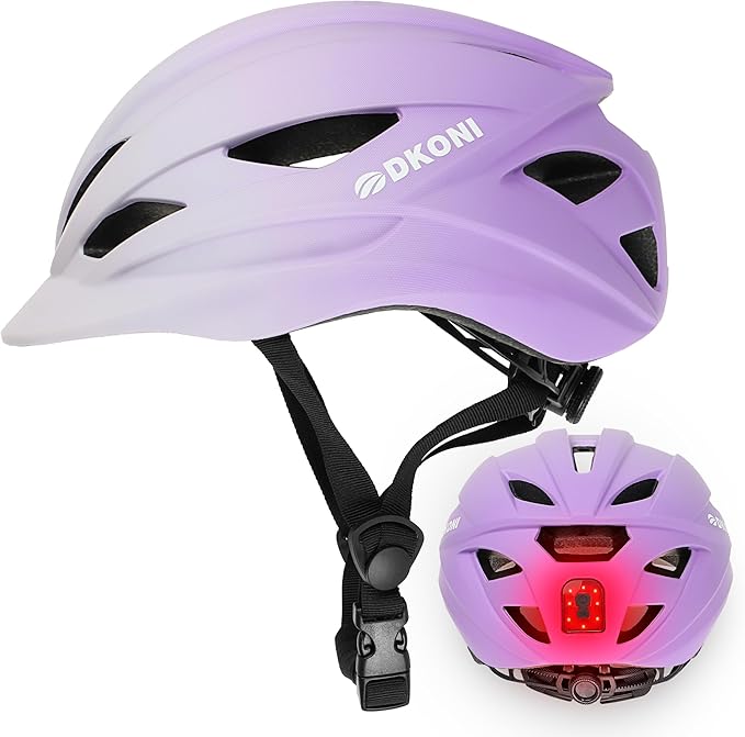 Bike Helmet Adult Urban:Bicycle Helmet for Men Women with USB Charge Detachable Taillight Helmets for Commuter Cycling Scooters