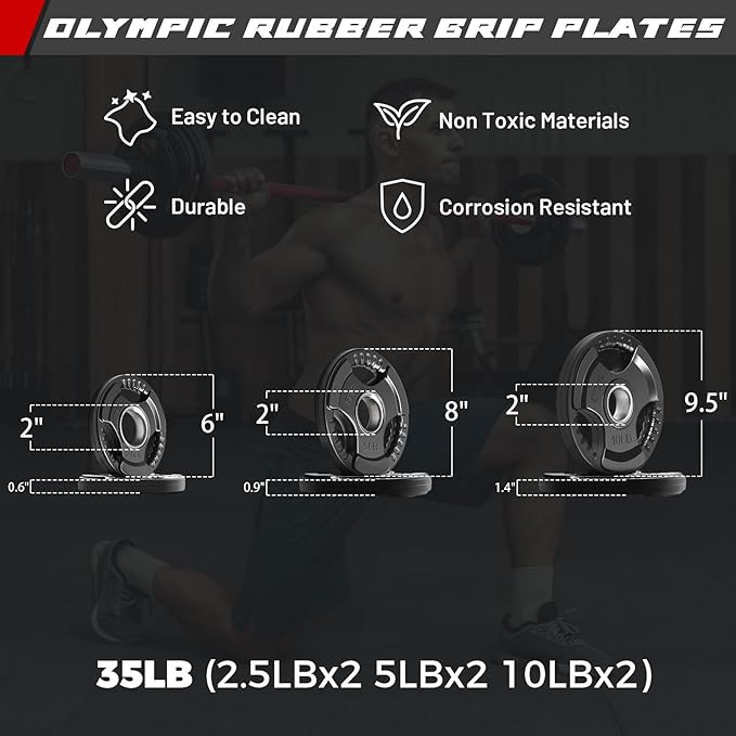 RitFit Barbell Weight Set - 4/6FT Olympic Barbell with Weight Plates (55-275LB Total) - Weightlifting Equipment for Squats, Curls, Deadlifts, Presses, Hip Thrusts