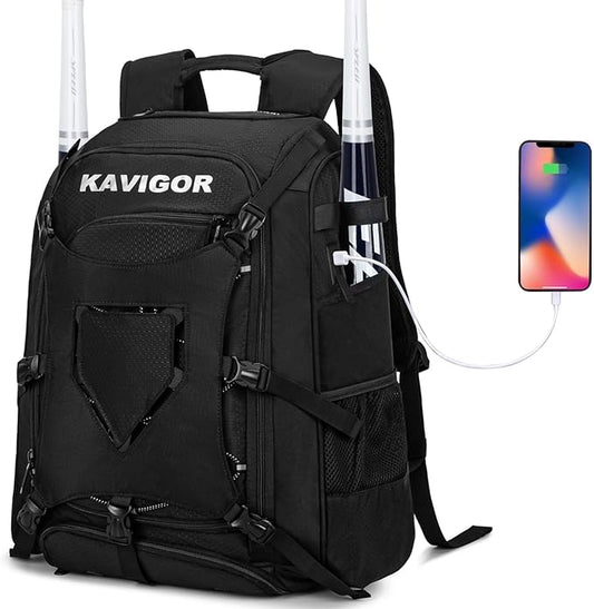 Baseball Bag for Youth and Adult, Softball Backpack 50L Large Capacity, Equipment Backpack with Laptop Compartment and Charge Port