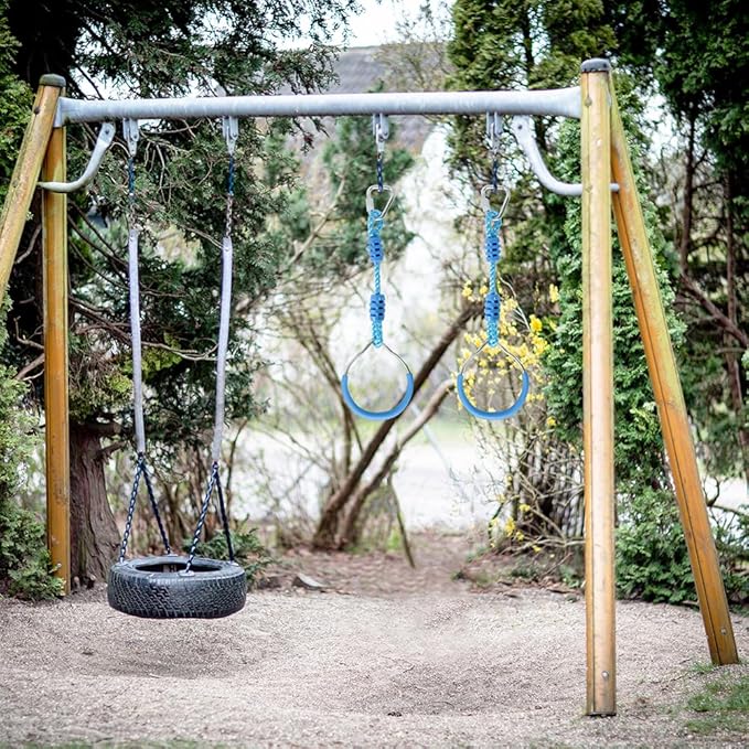 Ninja Ring Fitness Gymnastic Ring Climbing Bar Workout Outdoor Backyard Playground Training Equipment Play Set, Jungle Gym Fist Hanging Swing Monkey Bars Ninja Warrior Obstacle Course Trapeze Playsets