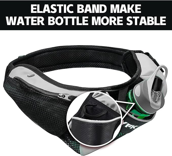 PYFK Running Belt Hydration Waist Pack with Water Bottle Holder for Men Women Waist Pouch Fanny Bag Reflective
