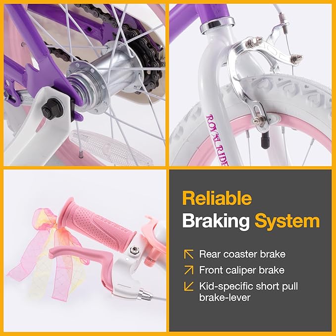 RoyalBaby Girls Bike EZ Bike Stargirl Training Free Balance to Pedal Easy Learning Bicycle, 12-20 Inch for Toddlers & Big Kids.