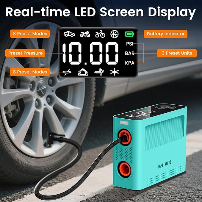 Electric Paddle Board Pump 150PSI - 4X Faster SUP Pump, Auto Air Compressor for SUP, Car Tires, Bike, Ball, Kayak, Tent, Float (Portable & All-in-One)