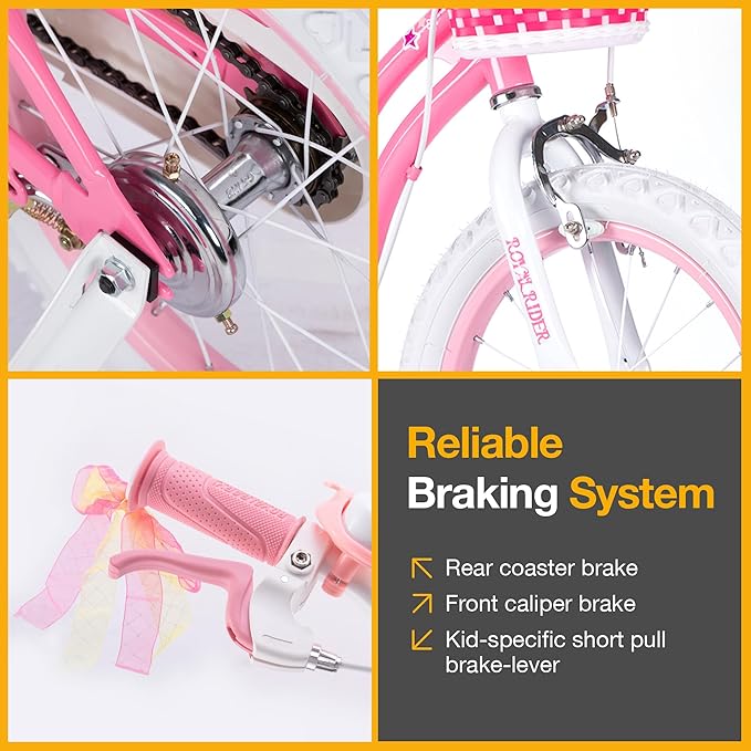 RoyalBaby Girls Bike EZ Bike Stargirl Training Free Balance to Pedal Easy Learning Bicycle, 12-20 Inch for Toddlers & Big Kids.