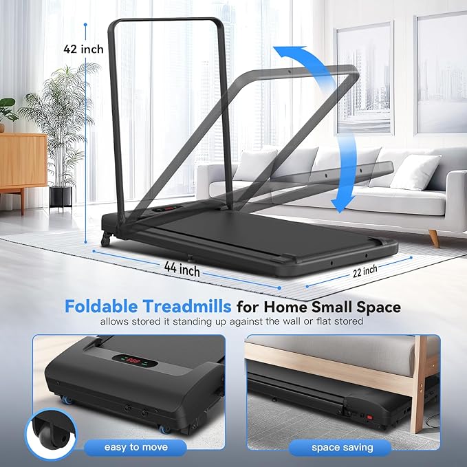 ANCHEER 4 in 1 Under Desk Treadmill with Incline - 2s Folding/Max 300 lb Capacity Walking Pad - Compact Electric Treadmill for Home, Gym, or Office with LED Touch Screen and Remote Control