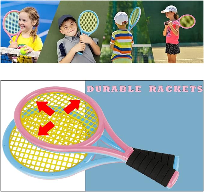 Kids Tennis Rackets with Carrying Bag,Soft Training Balls and Badminton Birdies,12 in 1 Tennis Racquets Gift Set for Children Outdoor Indoor Sports