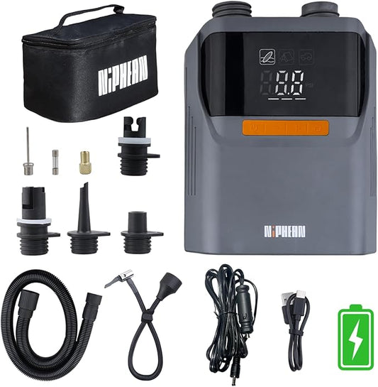 Niphean Paddle Board Pump with (Build-in Battery), 50 PSI Air Inflator for Car Tires, Paddle Board, Mattress, Portable Tire Inflator with Storage Bag, Auto-Off Air Pump for Inflatables&Deflation