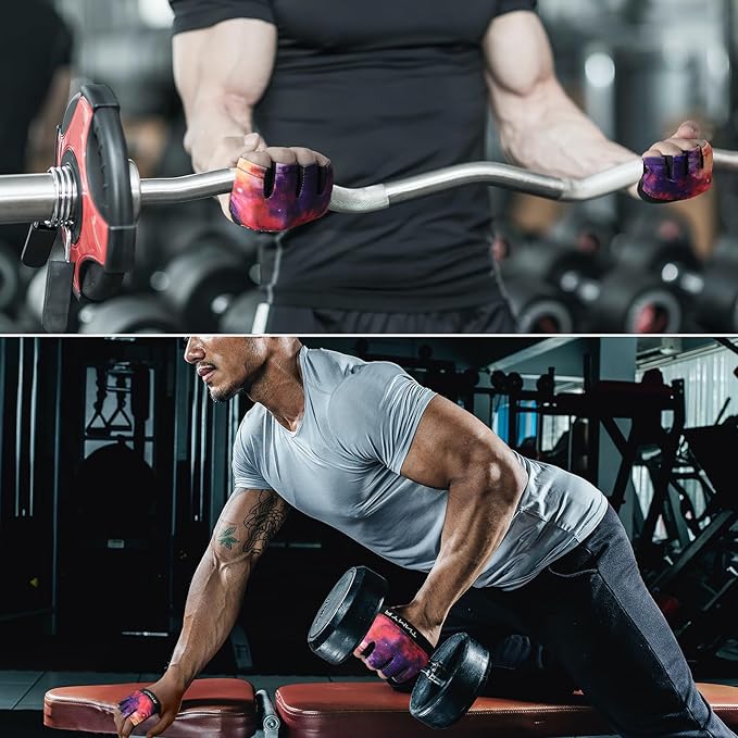 Minimal Workout Gloves,Short Micro Weight Lifting Gloves Grip Pads with Full Palm Protection & Extra Grip for Men Women Weightlifting,Gym,Cross Training,Powerlifting,WODs.