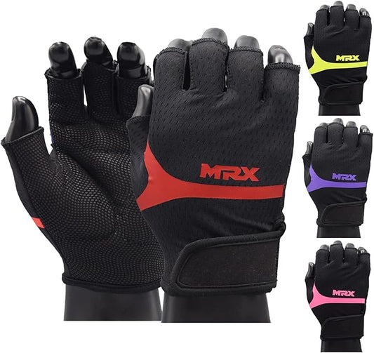MRX Weight Lifting Gloves for Women Breathable Workout Gloves Anti Slip Padded Shock-Absorbing Extra Grip Palm Protection Half Finger Exercise Gloves for Gym, Cycling, Training, Weightlifting
