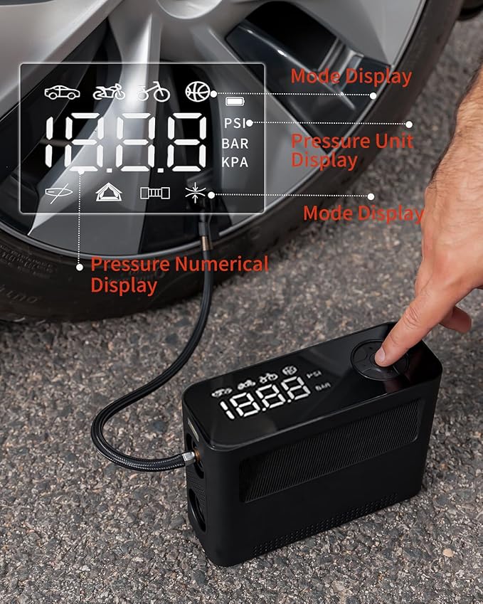 Paddle Board Pump 10 Pump Modes SUP Air Pump 500L Airflow/min Tire Inflator Portable Air Compressor 4X Speeds Electric Air Pump Suitable All Model Tires, Tents, SUP, Air Mattess, Kayak