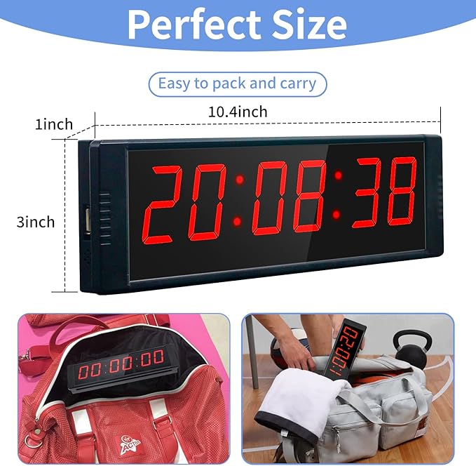 Large Stopwatch with Start/Stop Button, LED Digital Timer with Remote, Countdown Clock with Buzzer, Gym Clock for Home Gym, Interval Timer for Workout