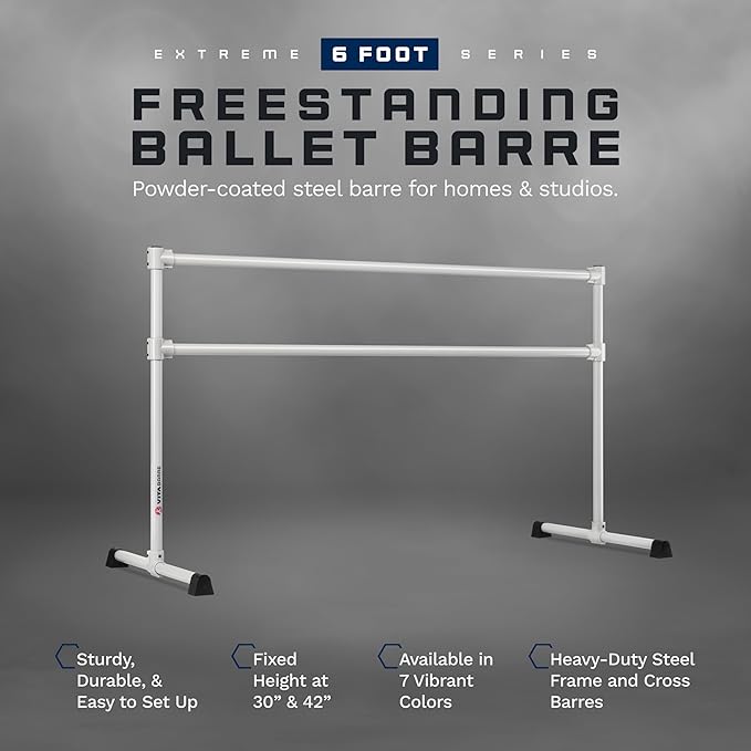 VITA Barre Portable Freestanding Double Ballet Barre, Extreme, Steel | Fixed Height, Made in USA, Home or Gym Exercise Equipment for Kids & Adults | Dance, Fitness, Pilates