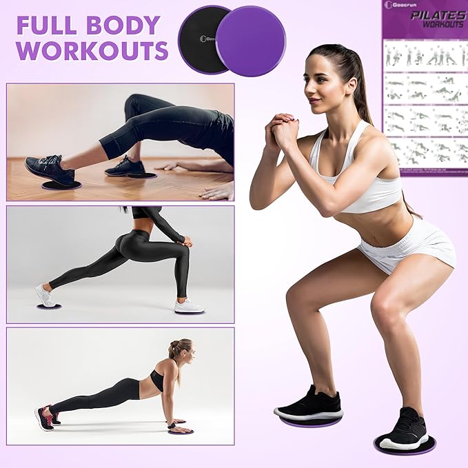 Pilates Ring Set Exercise Equipment with Exercise Bands Resistance Bands Set, Pilates Ball, Sliding Disks – Workout Equipment Home Gym Includes Complete Fitness Poster