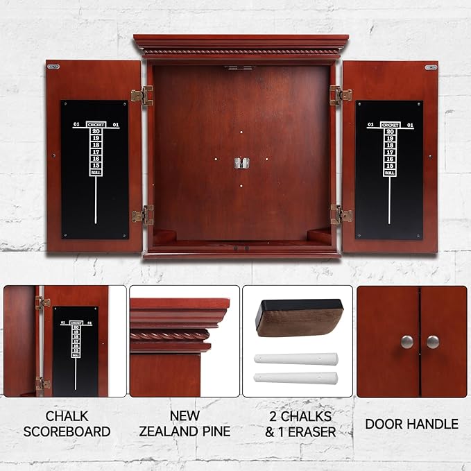 GSE Games & Sports Expert Professional Solid Wood Classic Official Size Dartboard Cabinet with Dart Scoreboard for Game Room. Dartboard & Darts Not Included
