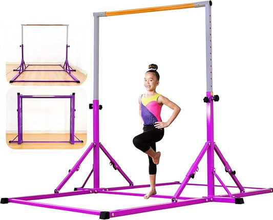 MARFULA Gymnastic Bar for Kid and Teenage Ages 3-25, 5 FT / 8 FT Base Length, 4 FT Width 5 FT Height, Gymnastic Kip Bar Horizontal Bar for Gymnast, Gymnastic Training Equipment for Home and Club Use