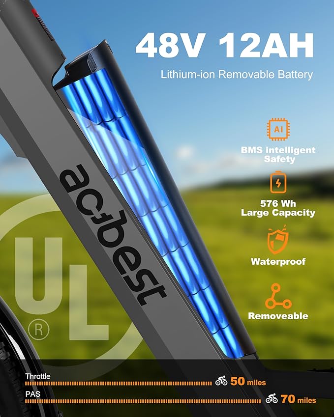 Cores Electric Bike for Adults, 26" Electric Commuter Bike with 1200W Peak Motor, 28MPH 70 Miles Max, 48V 576Wh Removable Battery, 7-Speed City Cruiser Mountain E Bike for Commuting