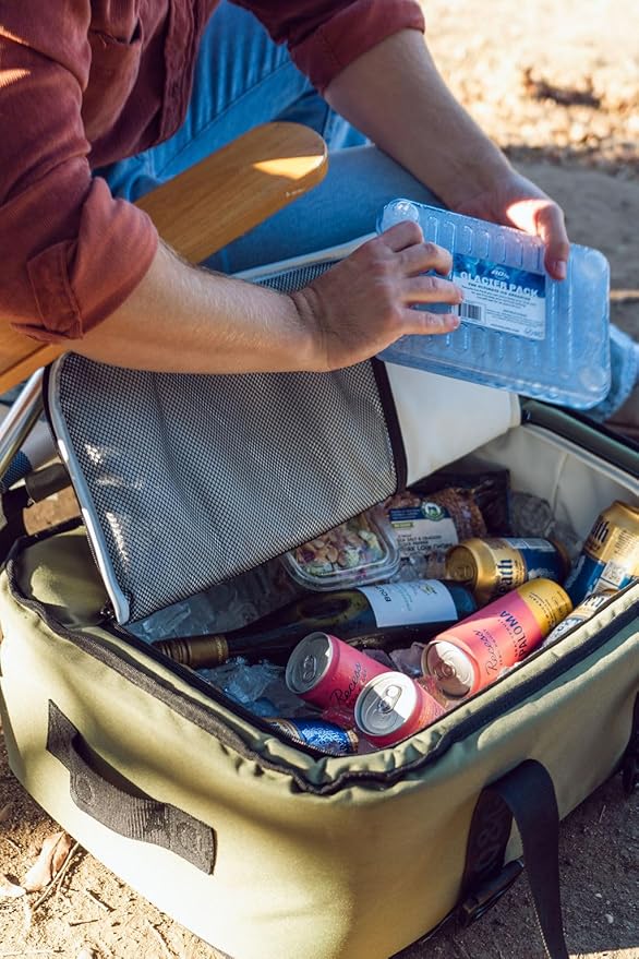 AO Coolers Stow 'n Go Canvas Soft-Sided Cooler, Low Profile and Leak Proof, Insulated for 24-Hour Cold, Smoke, 38-Can