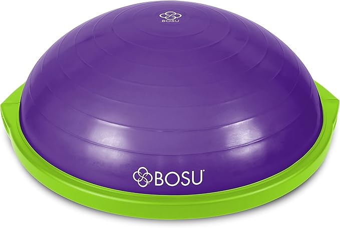 Bosu Balance Ball Exercise Trainer, Home Gym Equipment w/ Guided Workouts & Pump, 26", Blue - Inflatable Fitness Platform for Strength Training, Standing, Balancing, and Core Workout
