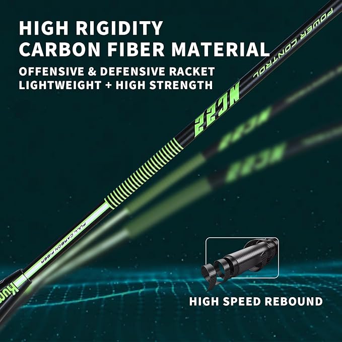 Badminton Racket Carbon Fiber, Badminton Racquet Set with Cover, Badminton Professional Racket Durable for Beginners Outdoor Games Gym