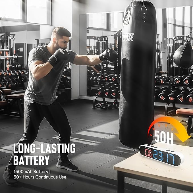 Dienmern Portable Gym Timer Clock with Strong Magnet - Workout Interval Timer with Countdown/UP/Stopwatch, 50Hours Powerful Battery Gym Clocks for Home Gym/Garage/Boxing/Fitness