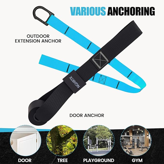 Home Suspension Training Kit with Suspension Trainer, Straps & Bands – Adjustable Full-Body Workout System for Home Gym, Yoga, Pilates, Travel | Compact Design