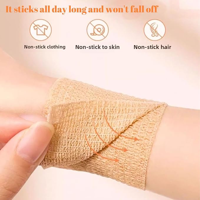24 Rolls Self Adhesive Bandage Wrap, Vet Wrap 2 Inch, Dogs Bandages for Wounds Care Dressings, Elastic Self Stick Cohesive Bandage Wrap, Leg Wraps, Wrist Tape, Ankle, Sports, Tatto Grip Tape(Brown)