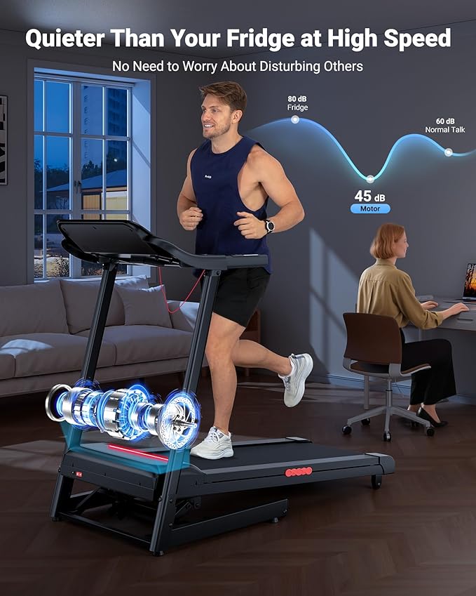 THERUN Home Treadmill with Incline Adjust, 3.0 HP Treadmill, Heart Rate Monitoring, Wider Running Belt
