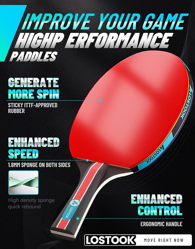 Professional Ping Pong Paddles Set of 2/4 with Portable Oxford Cloth Ping Pong Case and 3 Star Balls, Table Tennis Paddles for Adults and Family Outdoor Games