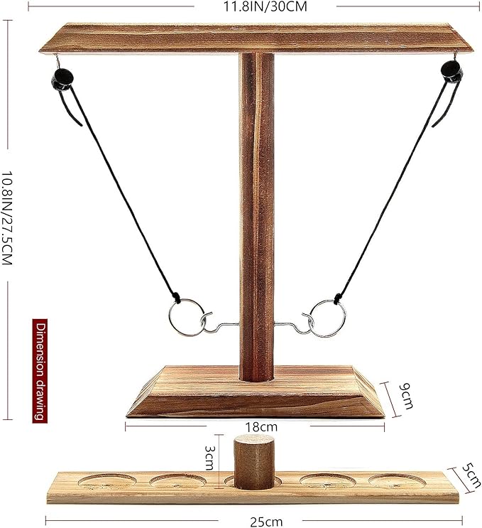 Hook and Ring Game Handmade Wooden Toss Game for Kids and Adults,Yard Games,Toss Game for Bars,Home,Party