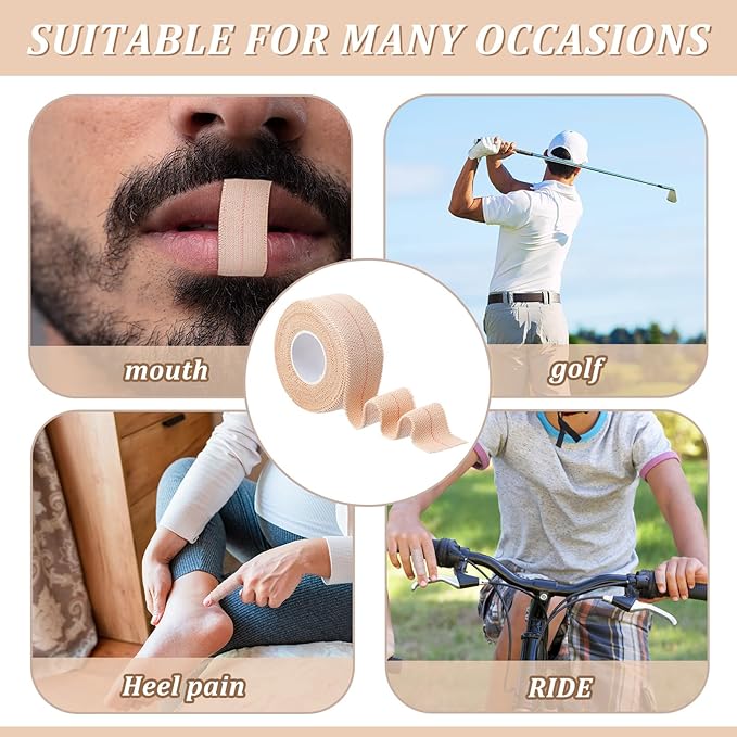 Tondiamo 8 Rolls Elastic Adhesive Bandage Tape Medical Bandage Wrap Athletic Sports Tape Flexible Stretch Skin Bandages Strips for Ankle, Knee, Wrist Sprains Animal Pets(1 Inch X 5 Yard)