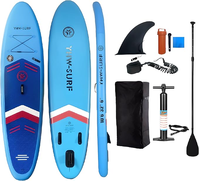 Inflatable Stand Up Paddle Board Set, Wide SUP Board Design, 400 lbs Weight Limit, with Paddle, Pump, Backpack, Fins for Adults and Youth